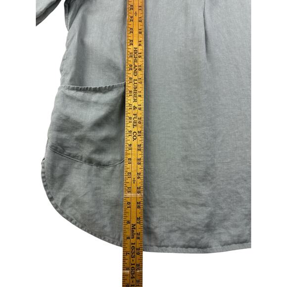 Soft Surroundings Top 100% Linen Womens Large Green Popover Blouse Langenlook - Picture 9 of 10